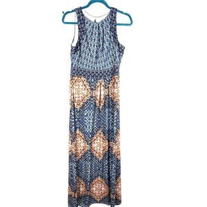 Blue and Orange Maxi Dress